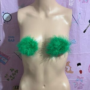 Green Feather Fluffy Pasties